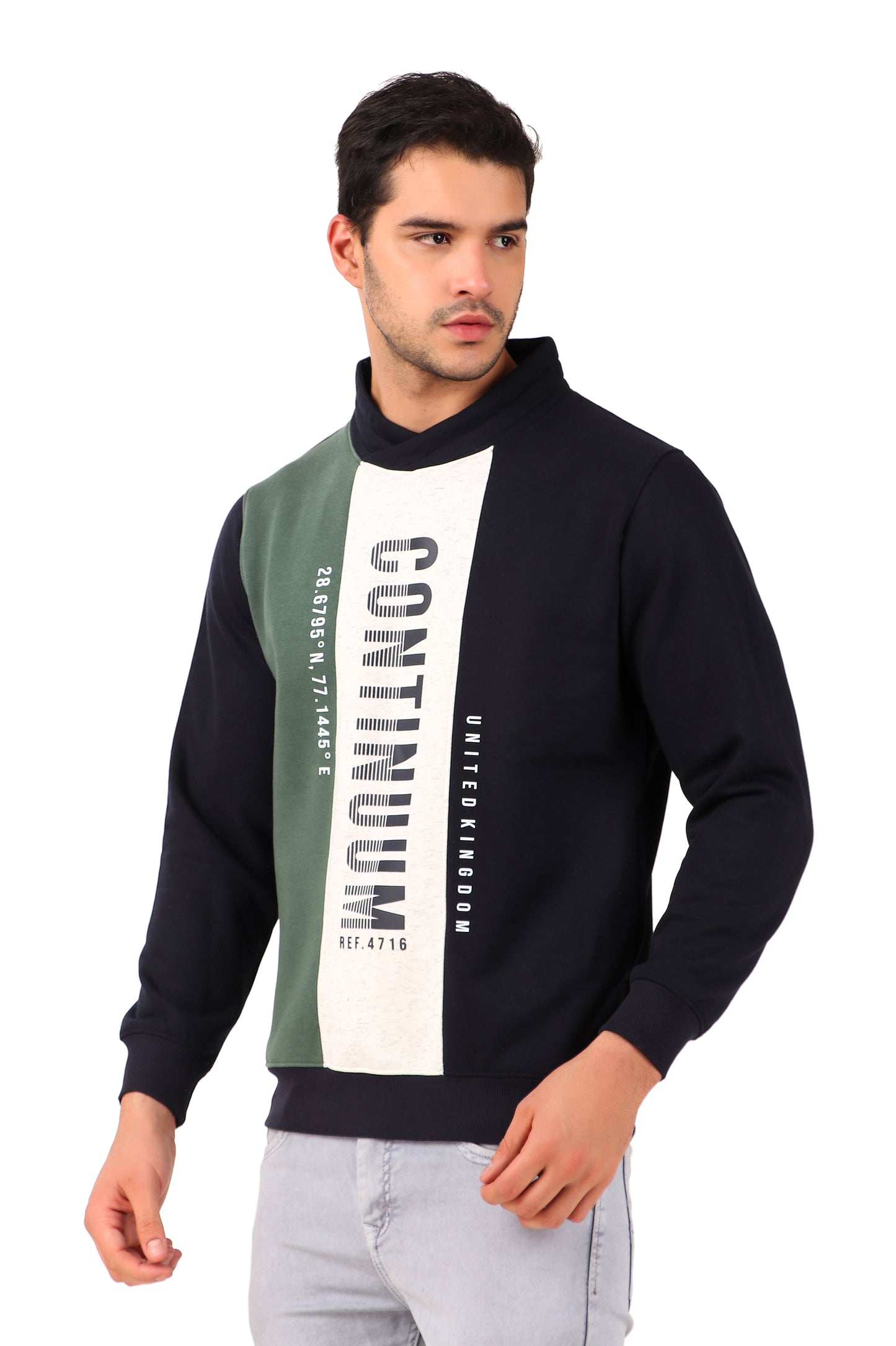 Men's Funnel-Collar Sweatshirt Full Sleeve Printed