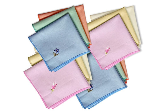 Women's Embroidered Handkerchief Multicolor-Pack Of 12